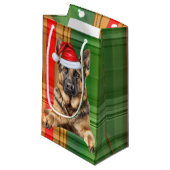 Holiday German Shepherd Dog and Plaid Christmas Kleine Geschenktüte (Vorderseite Schrägansicht)