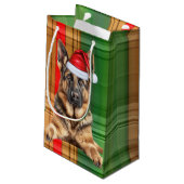 Holiday German Shepherd Dog and Plaid Christmas Kleine Geschenktüte (Rückseite Schrägansicht)