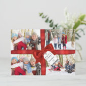 Holiday Geschenk Wrapped Foto Collage Feiertagskarte (Stehend Vorderseite)