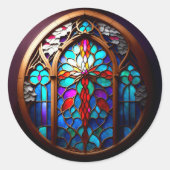 Holiday gesteinigtes Glas Cross Round Aufkleber (Vorderseite)