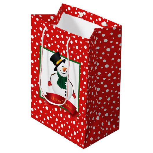 Holiday Gift Bag-Snowman Mittlere Geschenktüte (Vorderseite Schrägansicht)