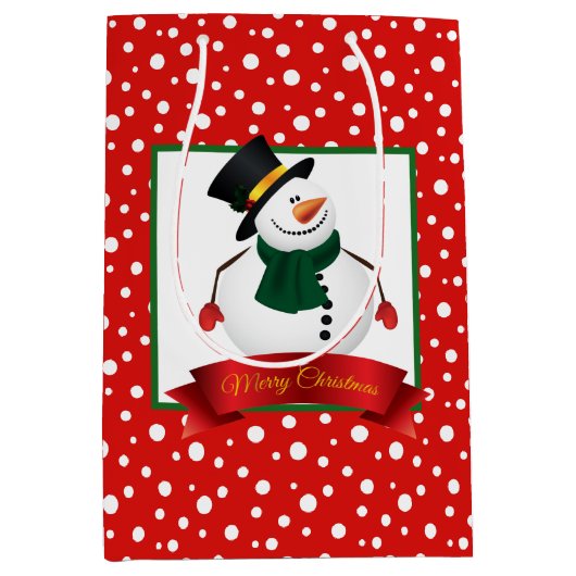 Holiday Gift Bag-Snowman Mittlere Geschenktüte (Vorderseite)