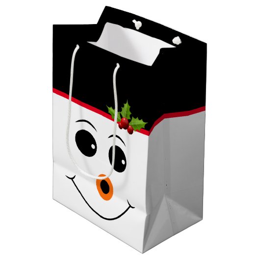 Holiday Gift Bag Snowman Mittlere Geschenktüte (Vorderseite Schrägansicht)