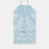 Holiday Gift Blue Snow Flakes Tiffany Ice Glitzer Geschenkanhänger (Rückseite)