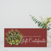 Holiday Gift Certificate Deep Green Christmas Bell (Stehend Vorderseite)