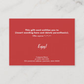Holiday Gift Certificate Rabattkarte (Rückseite)