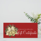 Holiday Gift Certificate Tan Christmas Bells (Stehend Vorderseite)