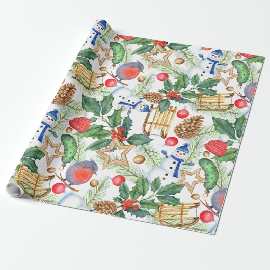 Holiday Gift Wrap Blue Bird Geschenkpapier (Ungerollt)