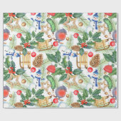 Holiday Gift Wrap Blue Bird Geschenkpapier (Flach)
