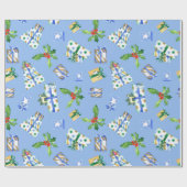 Holiday Gift Wrap Blue Präsent Geschenkpapier (Flach)