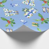 Holiday Gift Wrap Blue Präsent Geschenkpapier (Ecke)