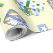 Holiday Gift Wrap Blue Präsentiert Cream Geschenkpapier (Rolleneckpunkt)