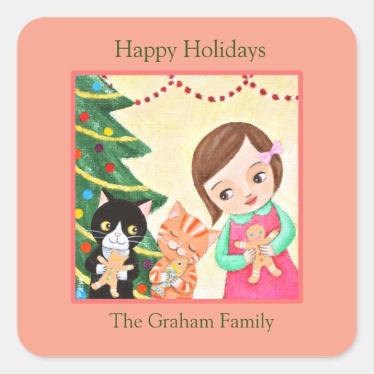 Holiday Gift Wrap Christmas Mailing Individuelle N Quadratischer Aufkleber (Vorderseite)