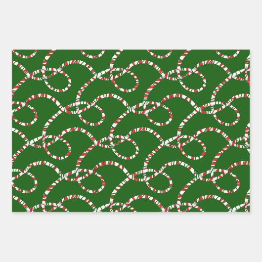 Holiday Gift Wrap mit Candy Canes und Ribbons Geschenkpapier Set (Vorderseite 3)