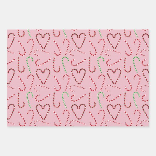 Holiday Gift Wrap mit Candy Canes und Ribbons Geschenkpapier Set (Vorderseite)