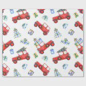 Holiday Gift Wrap Red Car Geschenkpapier (Flach)