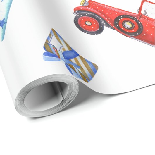 Holiday Gift Wrap Red Car Geschenkpapier (Rolleneckpunkt)