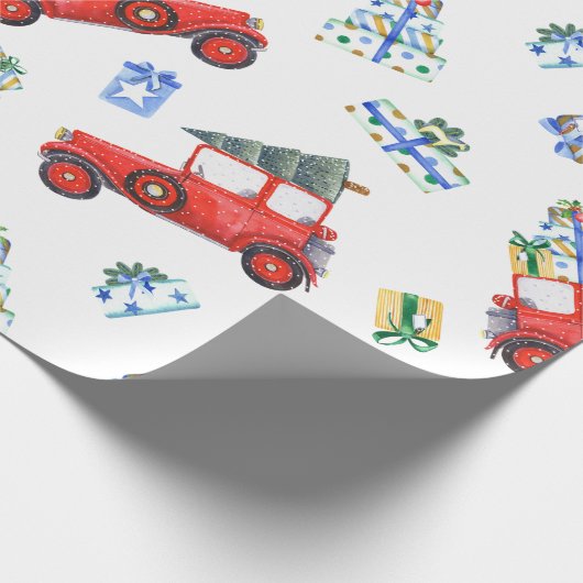Holiday Gift Wrap Red Car Geschenkpapier (Ecke)