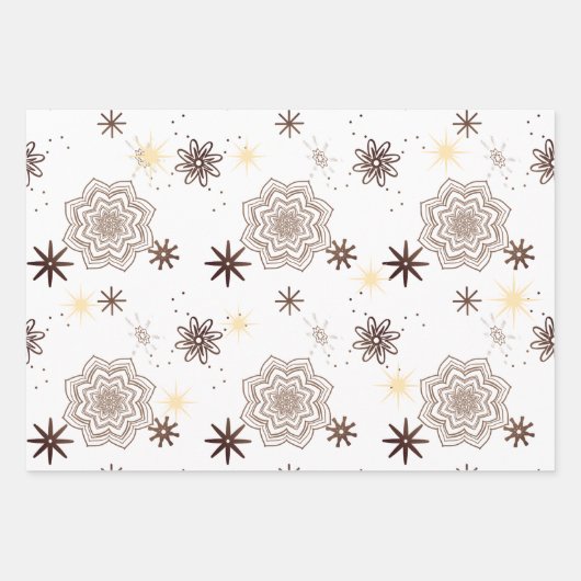 Holiday Gift Wrap Sortiment - Modernes Gold Muster Geschenkpapier Set (Vorderseite 2)