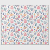 "Holiday Gifts & Grüntöne Pattern" Geschenkpapier (Flach)