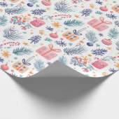 "Holiday Gifts & Grüntöne Pattern" Geschenkpapier (Ecke)