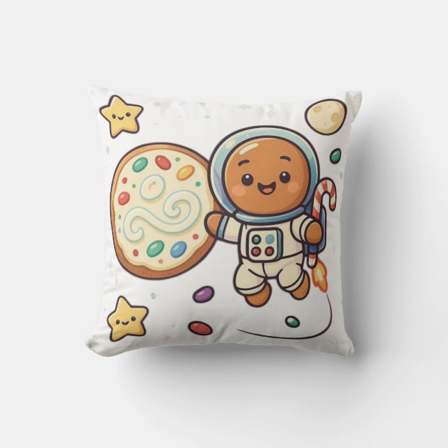 Holiday Gingerbread Astronaut Christmas Cute Space Kissen (Vorderseite)