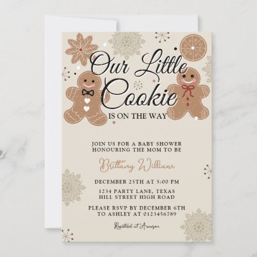 Holiday Gingerbread Baby Dusche | Kleiner Keks Einladung (Vorderseite)