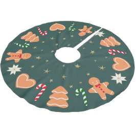 Holiday gingerbread cookies Dark Green Tree Skirt Polyester Weihnachtsbaumdecke