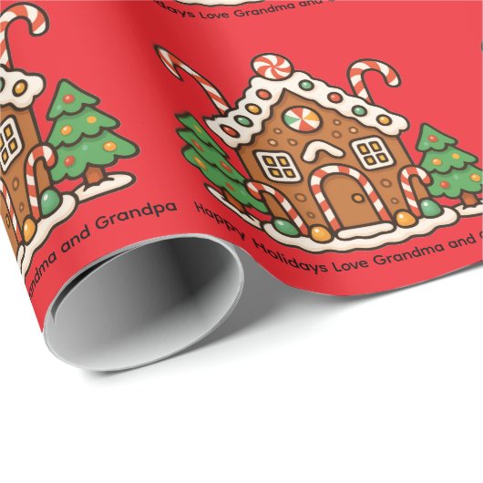 Holiday Gingerbread House Geschenkpapier (Rolleneckpunkt)