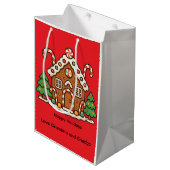 Holiday Gingerbread House Mittlere Geschenktüte (Vorderseite Schrägansicht)