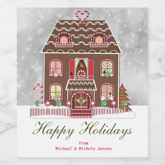 Holiday Gingerbread House Weinetikett (Einzelnes Label)