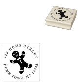 Holiday Gingerbread Man Circle Rücksendeadresse Gummistempel (Stempel)