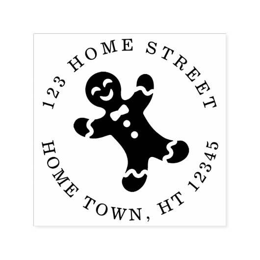 Holiday Gingerbread Man Circle Rücksendeadresse Permastempel (Design)