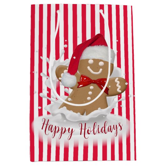 Holiday Gingerbread Man in Milk Splash Mittlere Geschenktüte (Vorderseite)