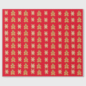 Holiday Gingerbread Man Red Green Wrapping Paper Geschenkpapier (Flach)