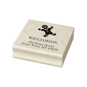 Holiday Gingerbread Man Square Rücksendeadresse Gummistempel