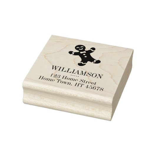 Holiday Gingerbread Man Square Rücksendeadresse Gummistempel (Stempel)