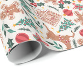 Holiday Gingerbread, Rentier & Christmas Tree Geschenkpapier (Rolleneckpunkt)