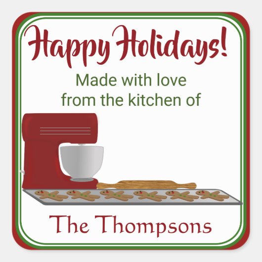 Holiday Gingerbrot Küche Quadratischer Aufkleber (Vorderseite)