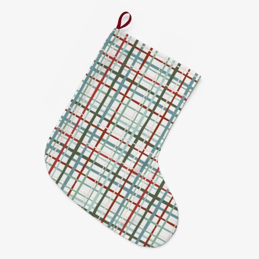 Holiday Gingham - Friedlich Großer Weihnachtsstrumpf (Vorderansicht (hängend))