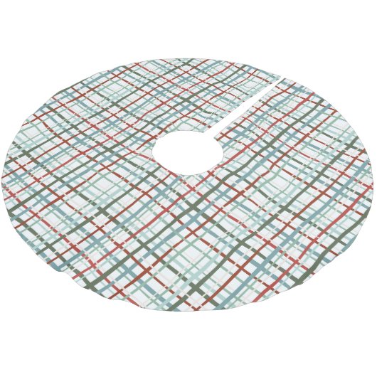 Holiday Gingham - Friedlich Polyester Weihnachtsbaumdecke (Schrägansicht)