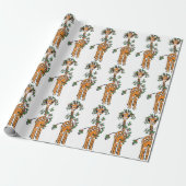 Holiday Giraffe - Feiertag, heilige Garlandschaft Geschenkpapier (Ungerollt)