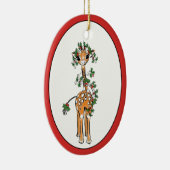 Holiday Giraffe - grün und rot Heilige Garlandscha Keramik Ornament (Rechts)