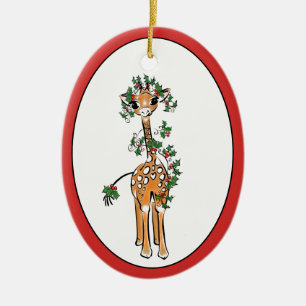 Holiday Giraffe - grün und rot Heilige Garlandscha Keramik Ornament
