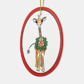 Holiday Giraffe - grün und rot Heiliger Kranz Keramik Ornament (Links)