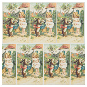 Holiday Girl & Bunny Vintag Osterstoff Stoff
