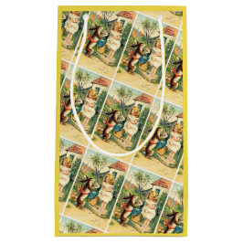 Holiday Girl & Bunny Vintage Easter Gift Bag Kleine Geschenktüte