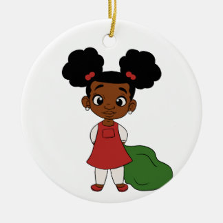 Holiday Girl Ponytails Keramik Ornament