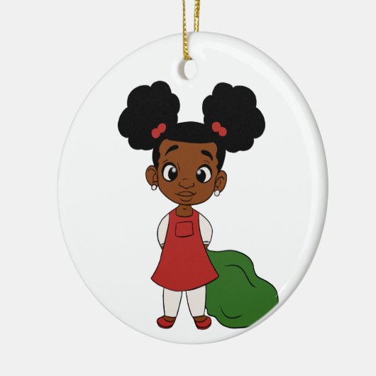 Holiday Girl Ponytails Keramik Ornament (Links)