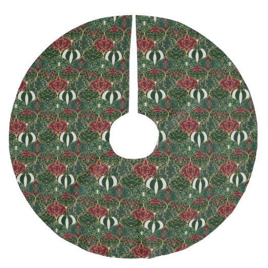 Holiday glass balls Dark Green Tree Skirt Polyester Weihnachtsbaumdecke (Vorderseite)